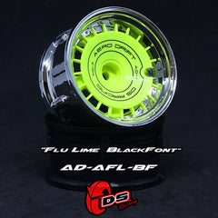 DS Racing (#AD-AFL-BF) AERO DRIFT Wheel Cover - Sloped Flu Lime w/ Black Font