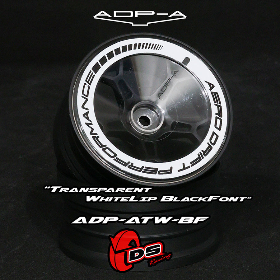 DS Racing (#ADP-ATW-BF) AERO DRIFT Performance Wheel Cover - Sloped Transparent / White Lip