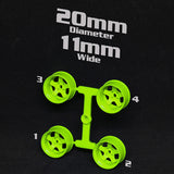 DS Racing Mini-Z 20mm Wide Rims - Flo Lime