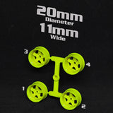 DS Racing (#MI-20W1-FY) Mini-Z 20mm Wide Rims - Flo Yellow