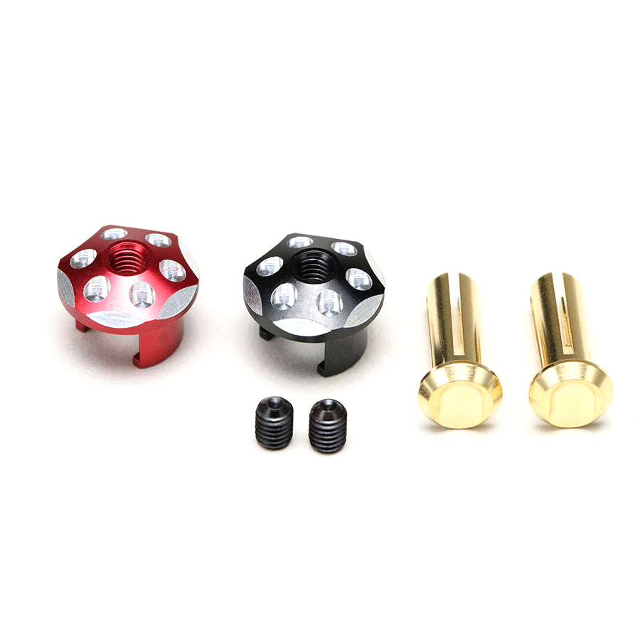 Yokomo (#RP-121P4) Racing Performer Alum. Battery Plug Cap Set Φ4 - Red/Black