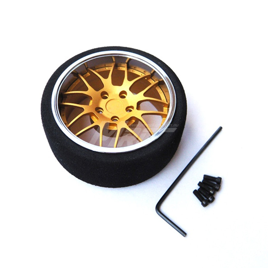 Hiro Seiko (#HS69936) Alum. Steering MF Wheel (Y-Type) - Flat Gold / Silver