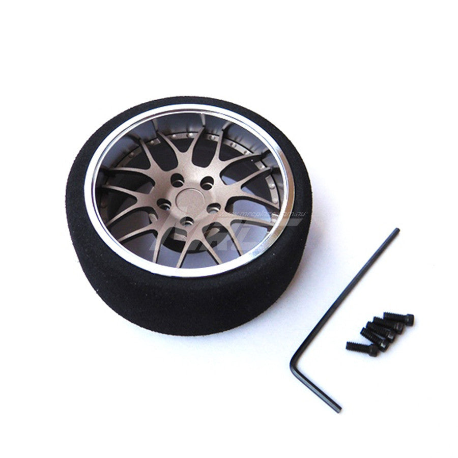 Hiro Seiko (#hs69937) Alum. Steering MF Wheel (Y-Type) - Flat Titanium / Silver