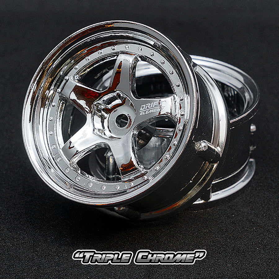 DS Racing (#DE-008) Drift Element Wheel Set - Triple Chrome