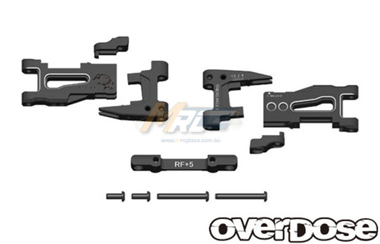 Overdose (#OD1939) Adjustable Aluminum Rear Long Suspension Arm Set - Black