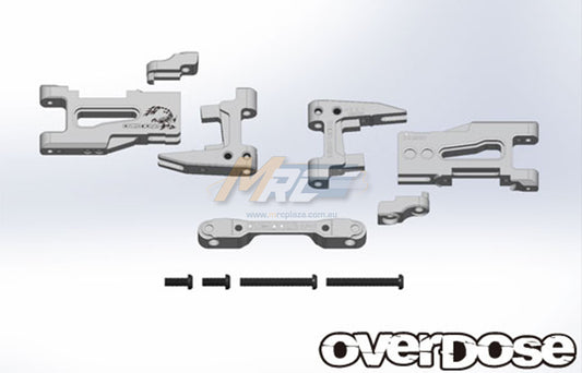 Overdose (#OD2135) Adjustable Aluminum Rear Suspension Arm Set - Silver