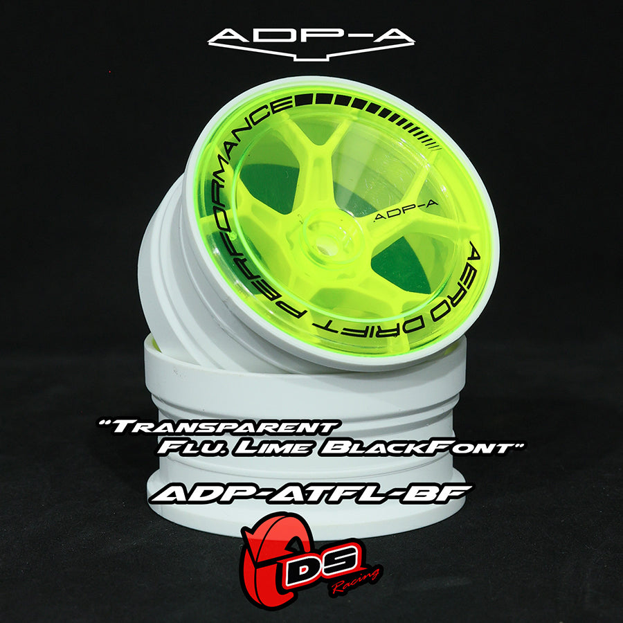 DS Racing (#ADP-ATFL-BF) AERO DRIFT Performance Wheel Cover - Sloped Transparent Flu Lime / Black Lip