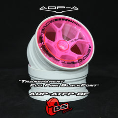 DS Racing (#ADP-ATFP-BF) AERO DRIFT Performance Wheel Cover - Sloped Transparent Flu Pink / Black Lip