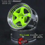 DS Racing (#DE-025) Drift Element 5 Spoke Wheel Set - Flu Lime/Chrome Lip