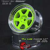 DS Racing (#DE-225) Drift Element 6 Spoke Wheel Set - Flu Lime/Chrome Lip