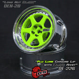 DE 6 Spoke Wheel Set - Flu Lime/Chrome Lip w/ Black Rivets