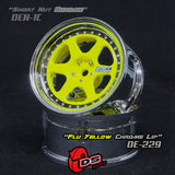 DS Racing (#DE-229) Drift Element 6 Spoke Wheel Set - Flu Yellow/Chrome Lip