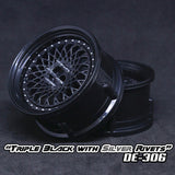DE Mesh Wheel Set - Triple Black w/ Silver Rivets DE Mesh Wheel Set - Triple Black w/ Silver Rivets