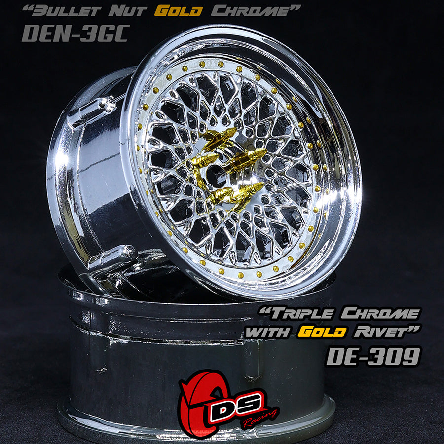 DE Mesh Wheel Set - Triple Black w/ Gold Rivets DE Mesh Wheel Set - Triple Black w/ Gold Rivets