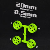 DS Racing (#MI-20N1-FL) Mini-Z 20mm Narrow Rims - Flo Lime