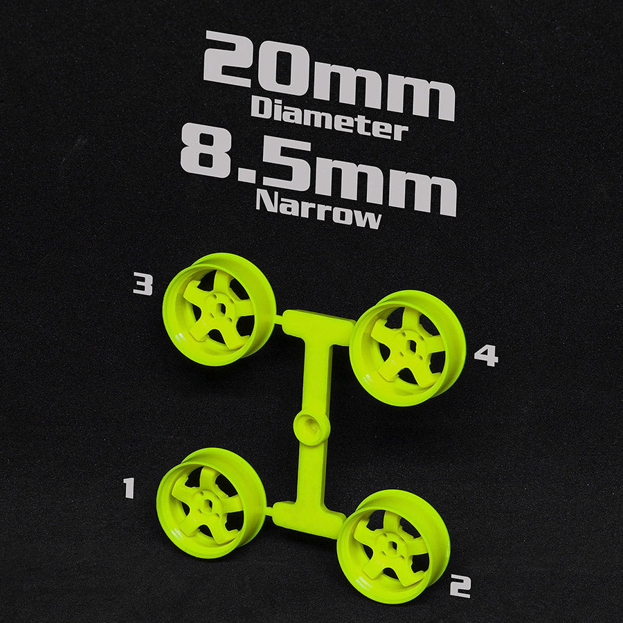 DS Racing Mini-Z 20mm Wide Rims - Flo Yellow