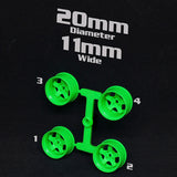 DS Racing (#MI-20W1-FG) Mini-Z 20mm Wide Rims - Flo Green