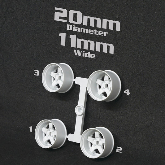 DS Racing (#MI-20W1W) Mini-Z 20mm Wide Rims - White