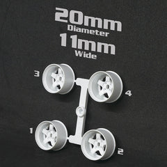 DS Racing (#MI-20W1W) Mini-Z 20mm Wide Rims - White