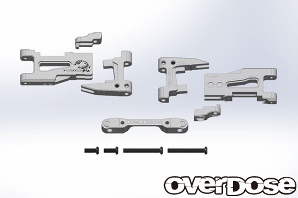 Overdose (#OD2135) Adjustable Aluminum Rear Suspension Arm Set - Silver