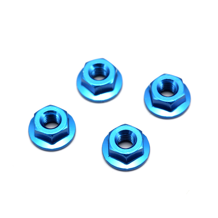 Yokomo (#ZC-N4FBLA) M4 Alum. Serrated Flange Nuts - Blue