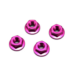 Yokomo (#ZC-N4FPA) M4 Alum. Serrated Flange Nuts - Purple