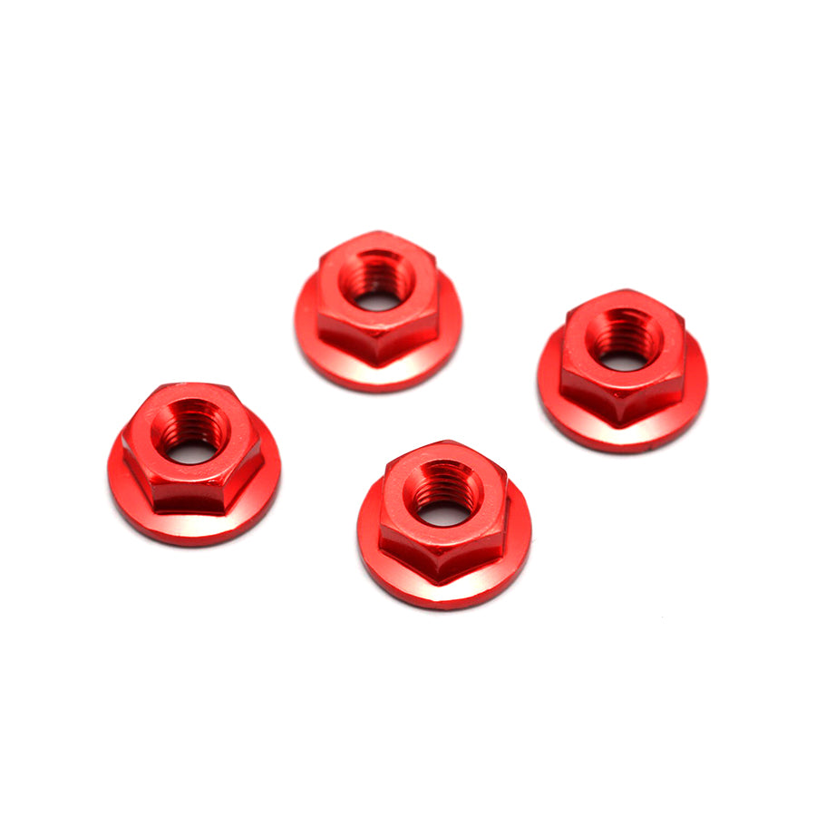 Yokomo (#ZC-N4FRA) M4 Alum. Serrated Flange Nuts - Red