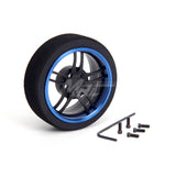 Hiro Seiko (#HS69325) Alum. Steering MF Wheel (5-Spoke) - Flat Black / Yokomo Blue
