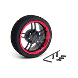 Hiro Seiko (#HS69326) Alum. Steering MF Wheel (5-Spoke) - Flat Black / Red