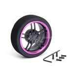 Hiro Seiko (#HS69326) Alum. Steering MF Wheel (5-Spoke) - Flat Black / Purple