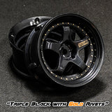 DE 5 Spoke Wheel Set - Triple Black w/ Gold Rivets