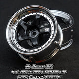 DS Racing (#DE-014) Drift Element Wheel Set - Hi Gloss 2K Black/Chrome w/ Black Rivets