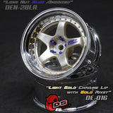 DS Racing (#DE-016) Drift Element Wheel Set - Light Gold/Chrome w/ Gold Rivets