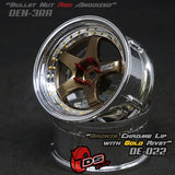 DS Racing (#DE-022) Drift Element Wheel Set - Bronze/Chrome w/ Gold Rivets