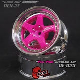 DS Racing (#DE-023) Drift Element 5 Spoke Wheel Set - Flu Pink/Chrome Lip
