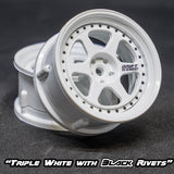 DS Racing (#DE-202) Drift Element II Wheel Set - Triple White w/ Black Rivets