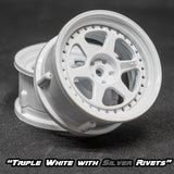 DS Racing (#DE-203) Drift Element II Wheel Set - Triple White w/ Silver Rivets
