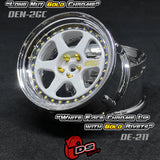 DE 6 Spoke Wheel Set - White/Chrome w/ Gold Rivets
