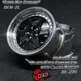 DS Racing (#DE-214) Drift Element II Wheel Set - Hi Gloss 2K Black/Chrome w/ Black Rivets
