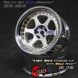 DS Racing (#DE-216) Drift Element II Wheel Set - Light Gold/Chrome w/ Gold Rivets