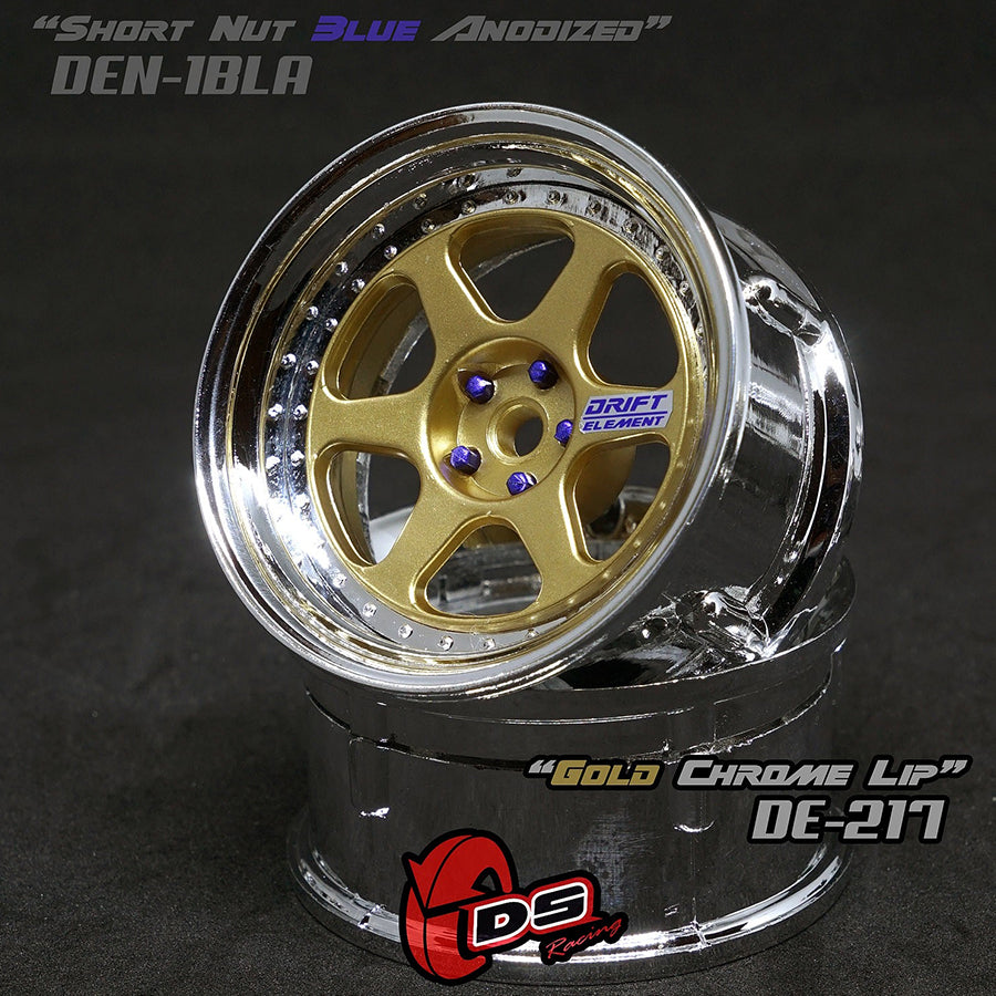 DS Racing (#DE-217) Drift Element II Wheel Set - Gold/Chrome
