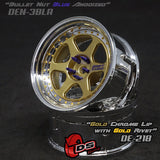 DE 6 Spoke Wheel Set - Gold/Chrome w/ Gold Rivets