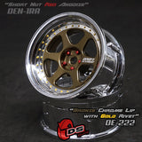 DS Racing (#DE-222) Drift Element II Wheel Set - Bronze/Chrome w/ Gold Rivets