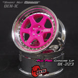 DS Racing (#DE-223) Drift Element 6 Spoke Wheel Set - Flu Pink/Chrome Lip